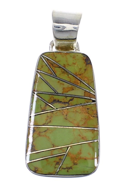 Turquoise Inlay Sterling Silver Southwest Pendant QX79006