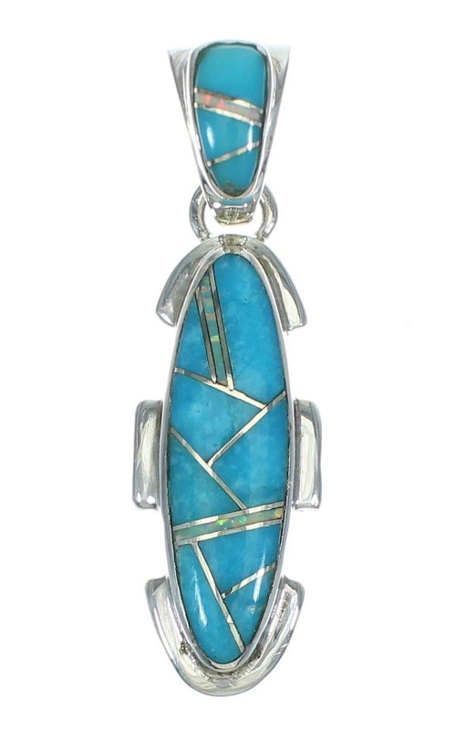 Sterling Silver Turquoise And Opal Southwest Pendant YX68206