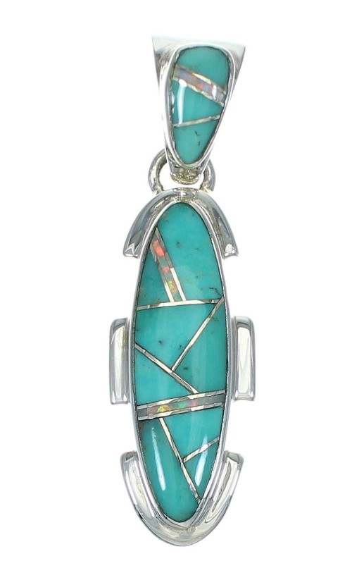 Genuine Sterling Silver Turquoise And Opal Southwest Pendant YX68210