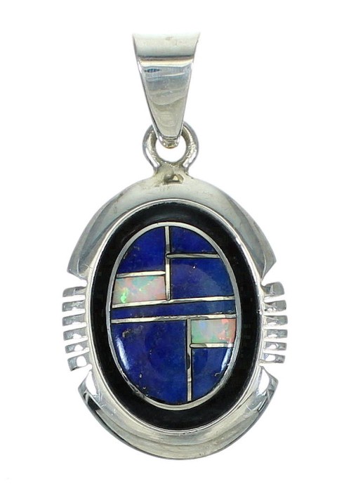 Southwestern Sterling Silver Lapis And Opal Pendant YX68241