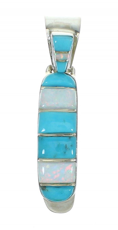 Southwestern Sterling Silver Turquoise And Opal Inlay Pendant YX68253