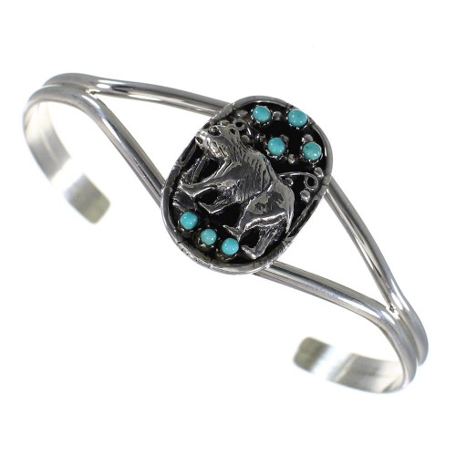 Southwestern Turquoise Sterling Silver Bear Cuff Bracelet YX70073