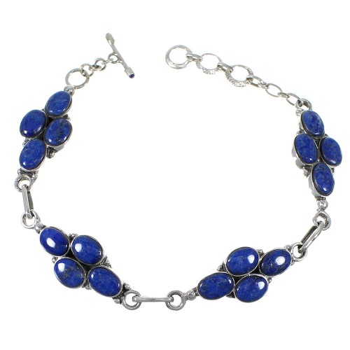 Lapis Authentic Sterling Silver Southwestern Link Bracelet RX70241