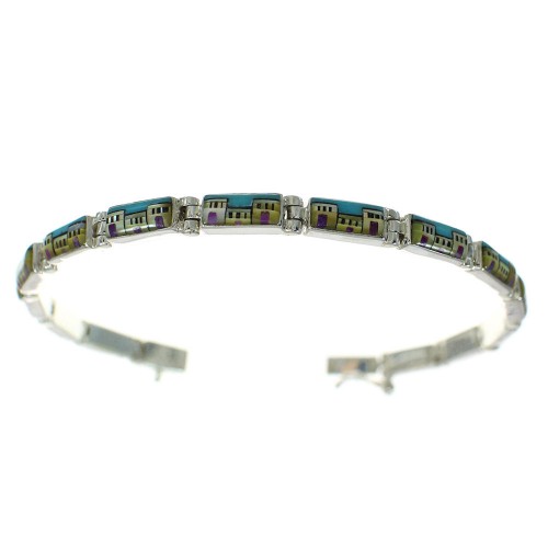 Multicolor Native American Village Design Southwest Link Bracelet RX68420