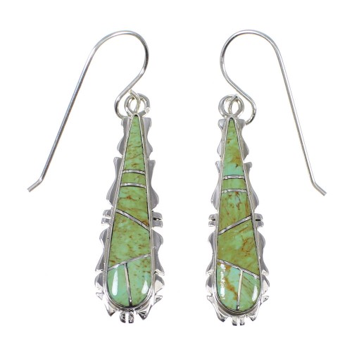 Authentic Sterling Silver And Turquoise Hook Dangle Earrings RX78714