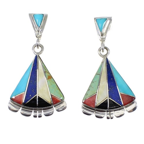 Authentic Sterling Silver Multicolor Post Dangle Earrings RX82067