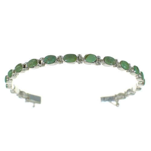 Genuine Sterling Silver Turquoise Southwestern Link Bracelet RX68592