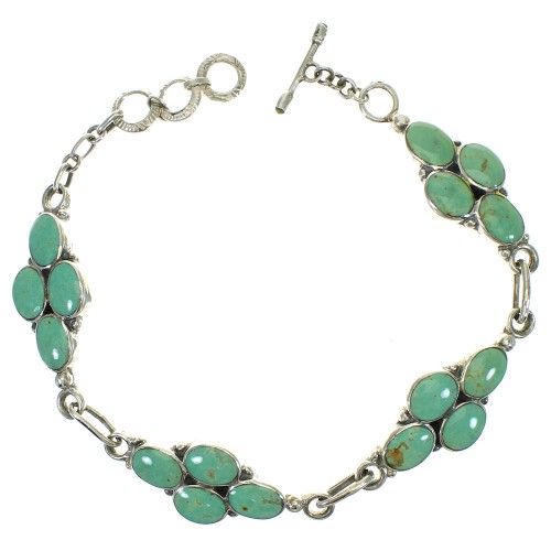 Sterling Silver Southwestern Turquoise Link Bracelet RX68627