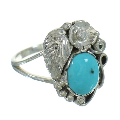 Sterling Silver And Turquoise Flower Southwest Ring Size 6-3/4 WX79847