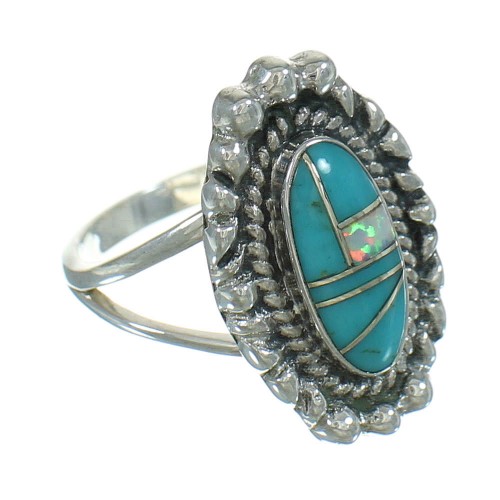 Sterling Silver Opal And Turquoise Southwestern Ring Size 4-3/4 YX80504