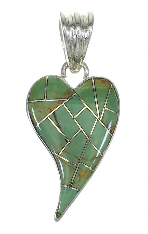 Turquoise And Sterling Silver Southwest Heart Pendant RX66872