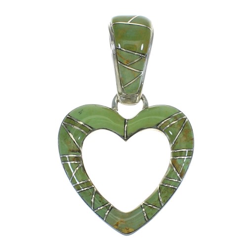 Turquoise Heart Sterling Silver Southwestern Pendant RX66883