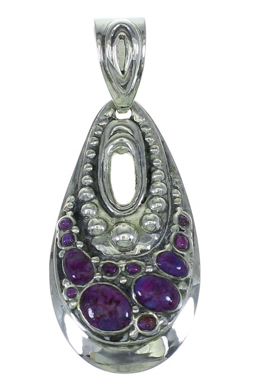 Sterling Silver And Magenta Turquoise Southwest Pendant WX66756