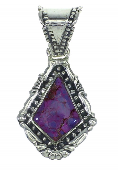 Genuine Sterling Silver And Magenta Turquoise Southwestern Pendant WX66794