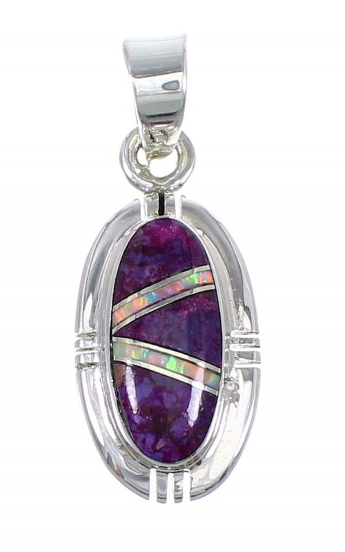 Opal Magenta Turquoise And Genuine Sterling Silver Southwestern Pendant YX67673
