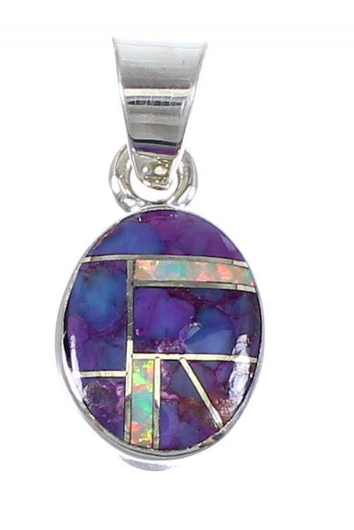 Opal Magenta Turquoise And Sterling Silver Southwest Slide Pendant YX67677