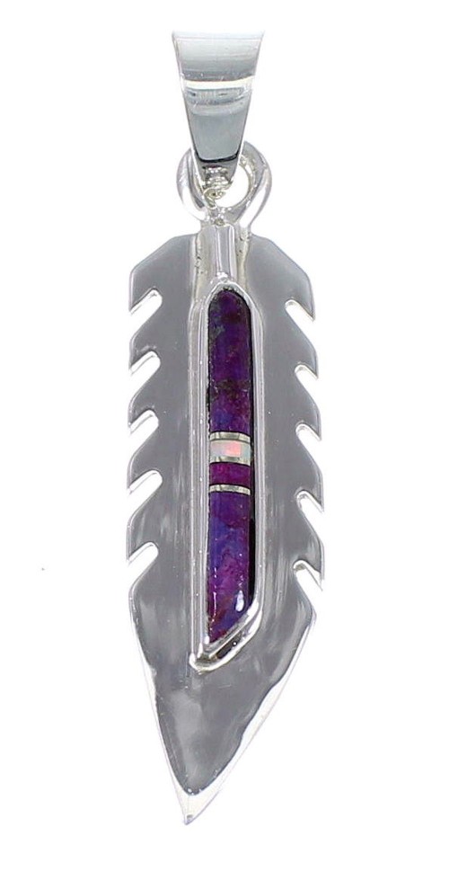 Feather Opal Magenta Turquoise And Sterling Silver Southwest Pendant YX67685