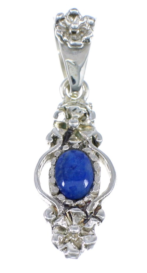 Southwest Lapis And Sterling Silver Flower Pendant YX67247