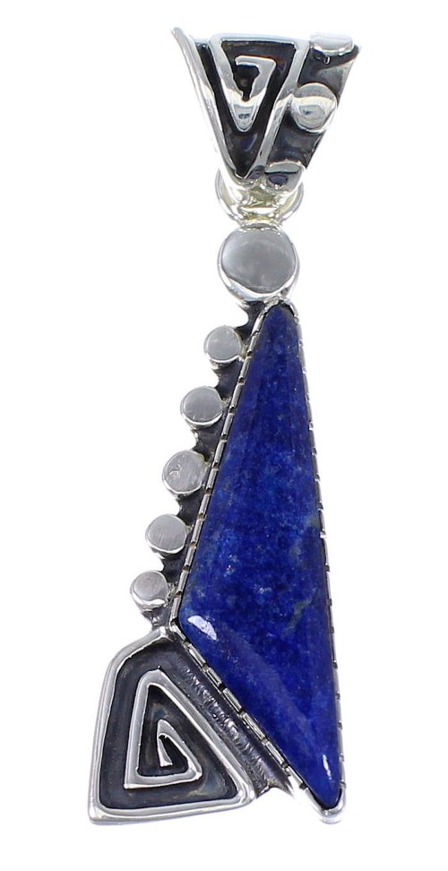 Southwest Lapis And Genuine Sterling Silver Water Wave Pendant YX67251