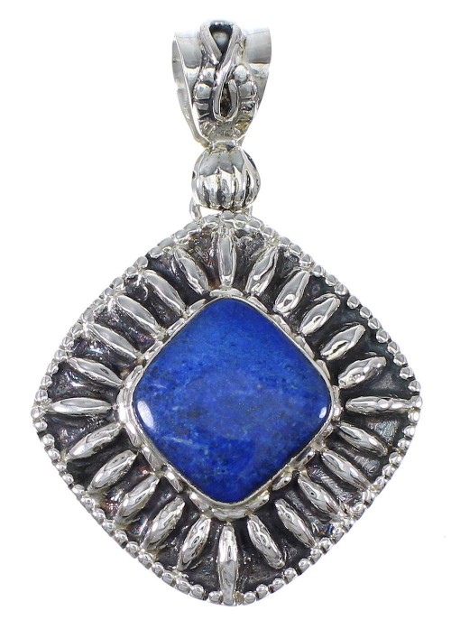 Southwestern Lapis And Authentic Sterling Silver Pendant YX67253