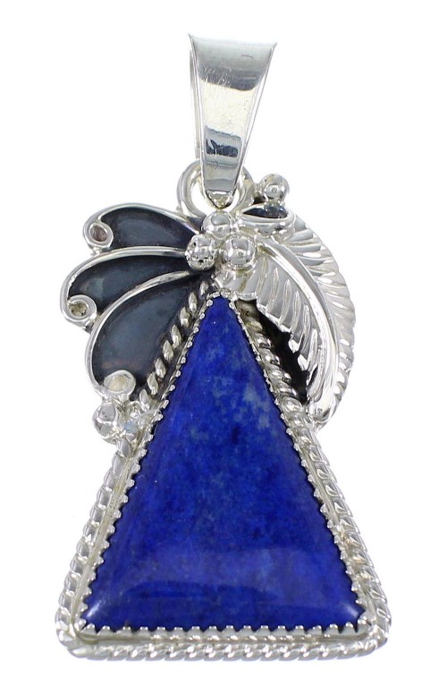 Lapis And Genuine Sterling Silver Southwestern Pendant YX67258