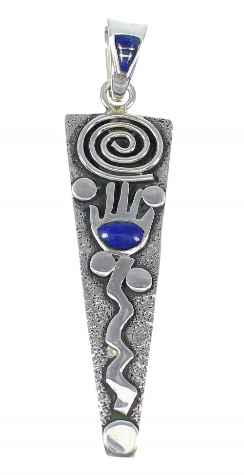 Authentic Sterling Silver And Lapis Southwest Hand Pendant YX67298