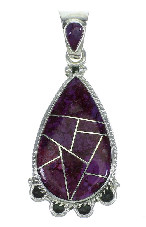 Magenta Turquoise And Authentic Sterling Silver Teardrop Southwest Pendant YX67036