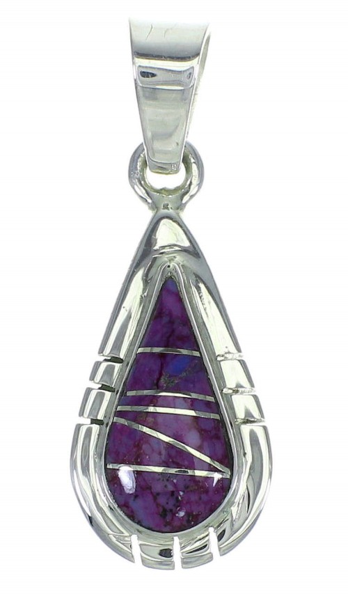 Sterling Silver And Magenta Turquoise Inlay Southwest Pendant YX67058