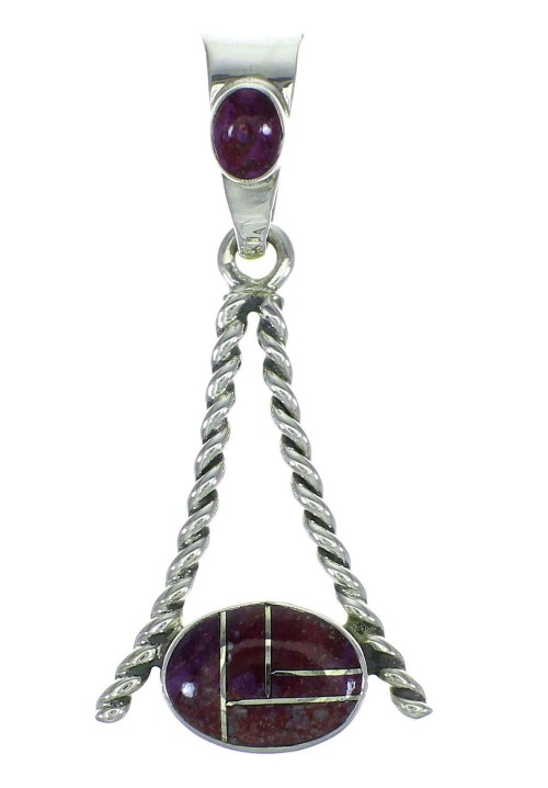 Sterling Silver And Magenta Turquoise Inlay Southwestern Jewelry Pendant YX67061