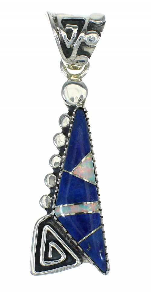 Water Wave Lapis Opal Silver Southwest Pendant YX70295