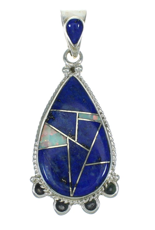 Lapis Opal Silver Southwest Pendant YX70296