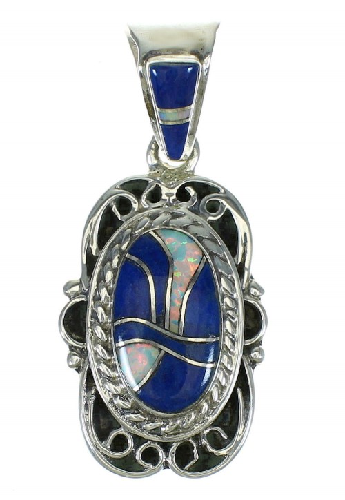 Opal Lapis And Sterling Silver Southwest Pendant YX70354