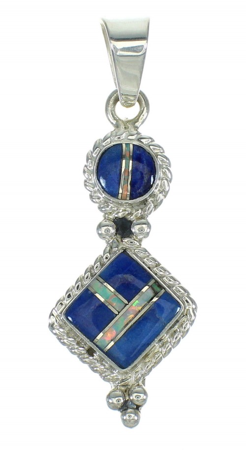 Sterling Silver Lapis And Opal Southwestern Pendant YX70364