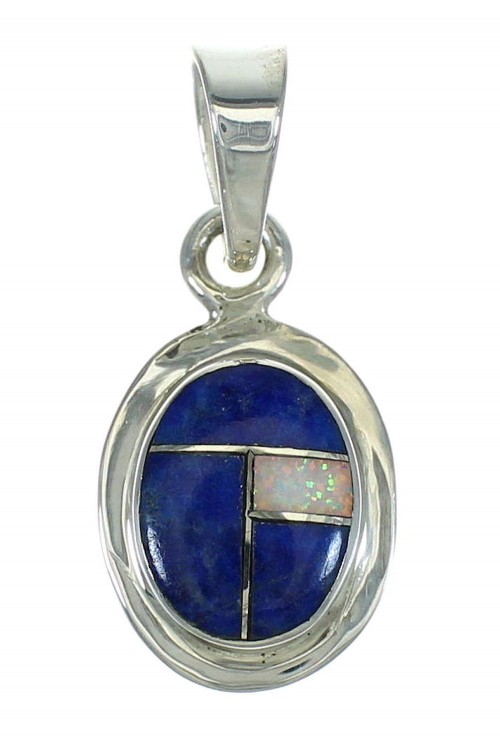 Silver Opal And Lapis Southwestern Pendant YX70381