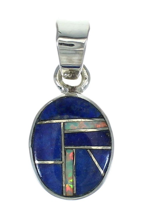 Sterling Silver Opal And Lapis Southwest Pendant YX70386