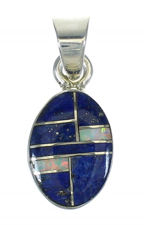 Sterling Silver Opal And Lapis Southwestern Pendant YX70388