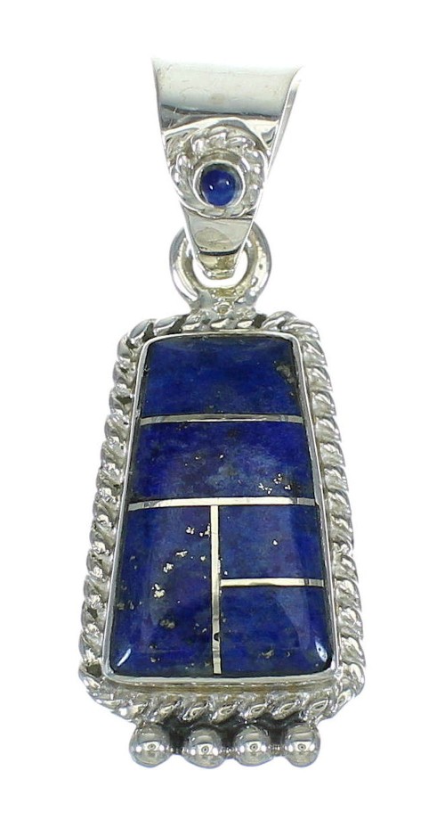 Genuine Sterling Silver And Lapis Southwestern Pendant YX67384