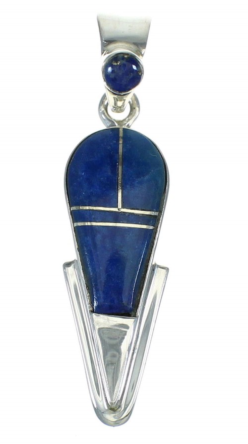 Sterling Silver And Lapis Southwestern Slide Pendant YX67387