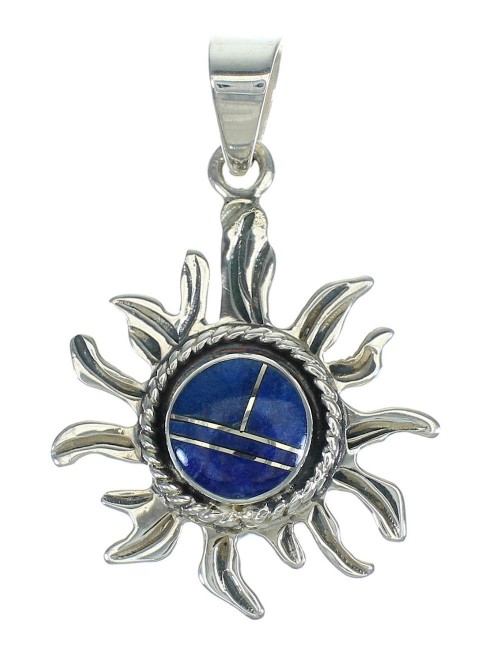 Sterling Silver And Lapis Southwestern Sun Pendant YX67389