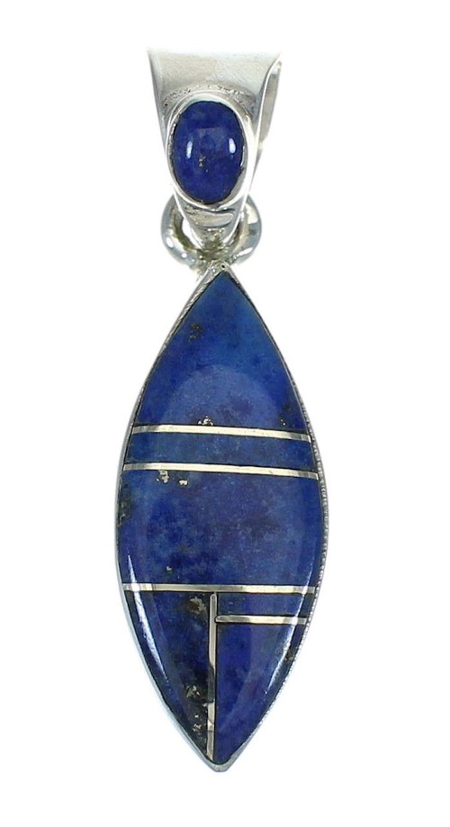 Genuine Sterling Silver And Lapis Southwest Slide Pendant YX67394