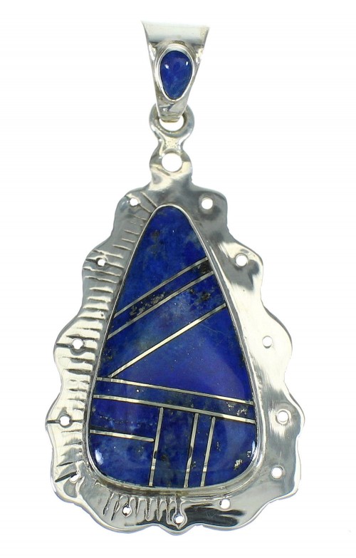 Genuine Sterling Silver And Lapis Southwestern Slide Pendant YX67396