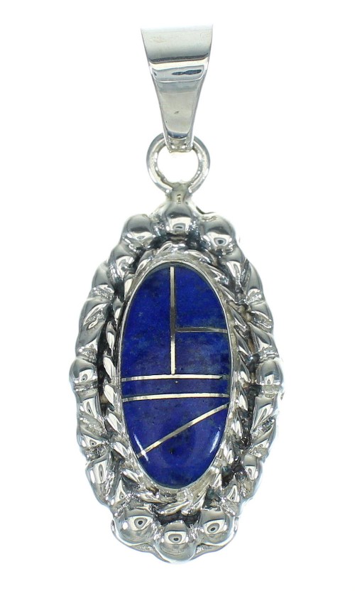 Authentic Sterling Silver And Lapis Inlay Southwestern Pendant YX67397