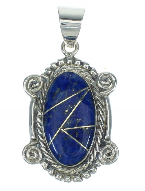 Sterling Silver And Lapis Inlay Southwestern Pendant YX67400