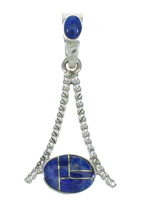 Sterling Silver And Lapis Inlay Southwestern Slide Pendant YX67401