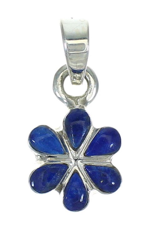 Lapis Inlay And Sterling Silver Southwest Flower Pendant YX67430