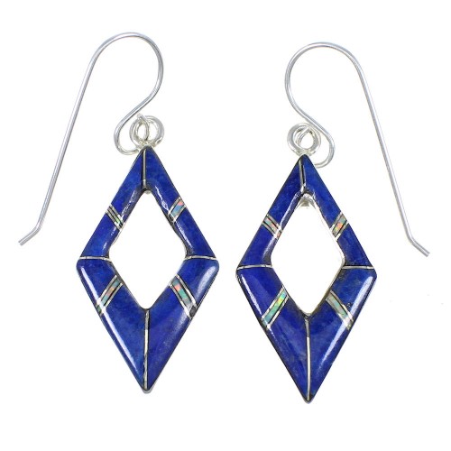 Sterling Silver Lapis And Opal Southwest Hook Dangle Earrings YX67601