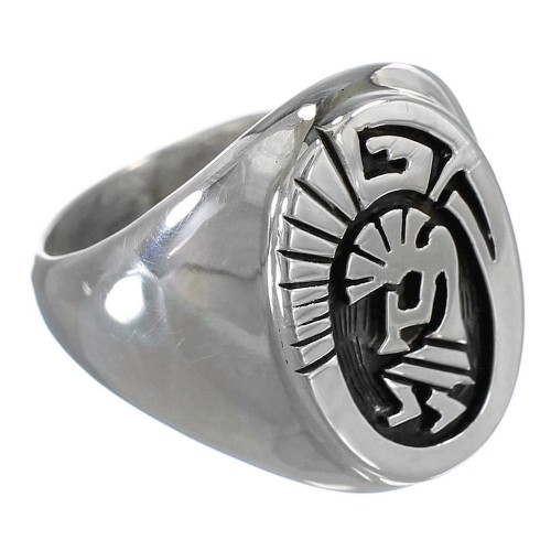 Navajo Calvin Peterson Kokopelli Water Wave Sterling Silver Ring Size 10-1/2 RX99663