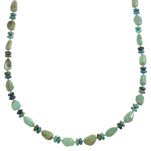 Turquoise And Sterling Silver Native American Bead Necklace RX102056