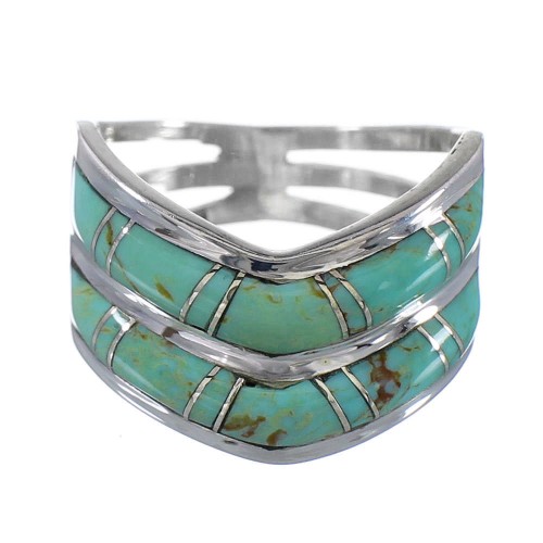 Sterling Silver Turquoise Inlay Southwestern Ring Size 4-3/4 AX94325