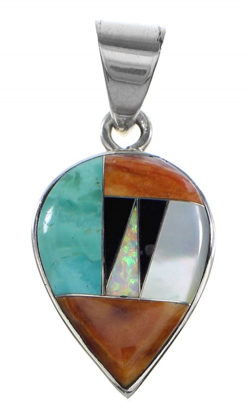 Silver Multicolor Southwestern Pendant YX94728